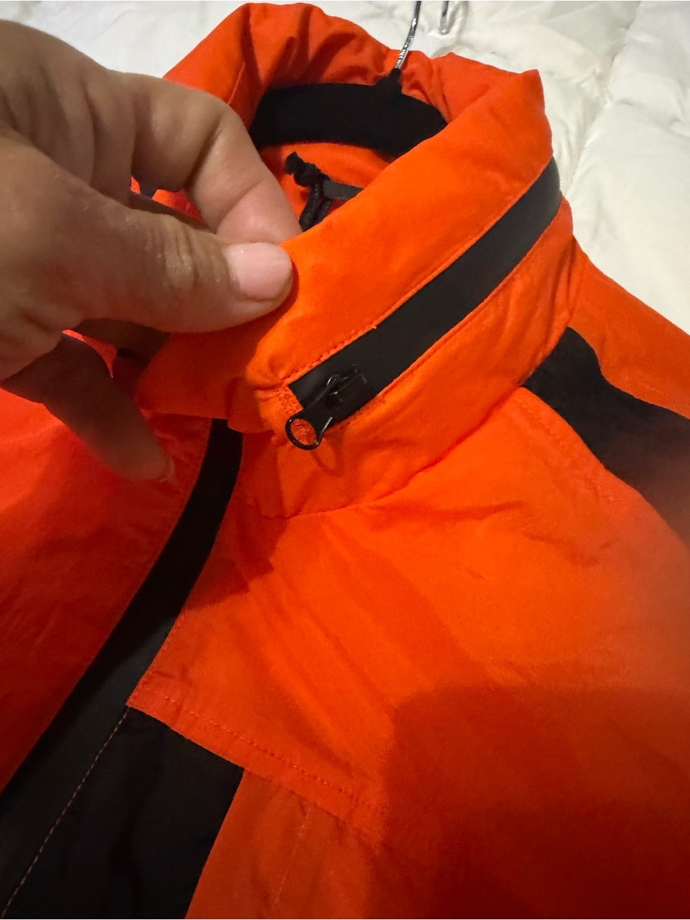 High-Visibility Orange Waterproof lightweight Jacket with zip up hood - Picture 5 of 8